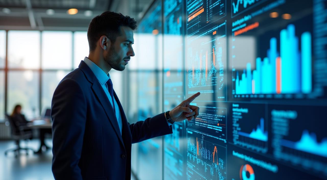 Analista de datos utilizando un dashboard automatizado de Solstice Data